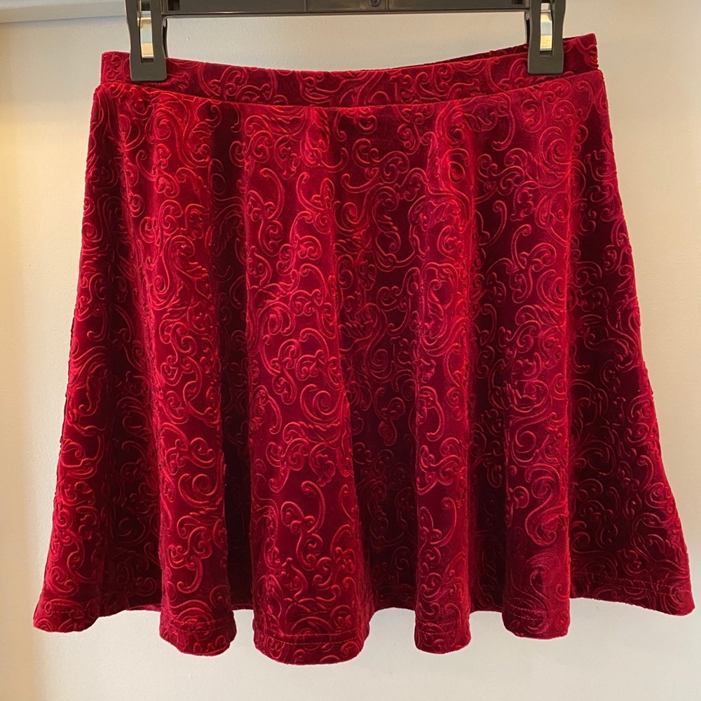 Foreign Exchange Crimson Red Velvet Skirt